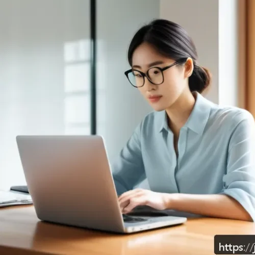 가상 드라이브 생성 소프트웨어 추천 - A cozy modern home office setting featuring a young Japanese professional woman using a laptop with ...
