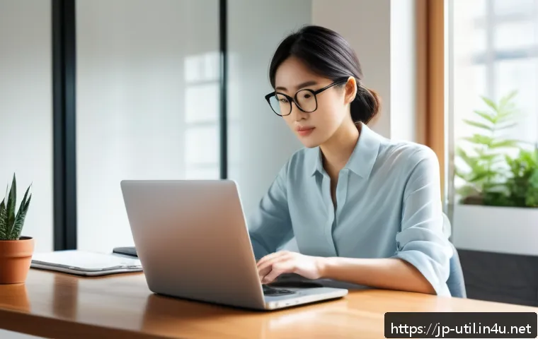 가상 드라이브 생성 소프트웨어 추천 - A cozy modern home office setting featuring a young Japanese professional woman using a laptop with ...